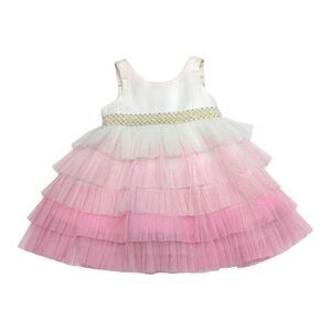 American Princess Pink White Tulle Gradient Fancy Dress Baby Girl 3mo